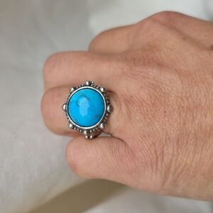 Turquoise and Silver Women's Ring Size 6.5